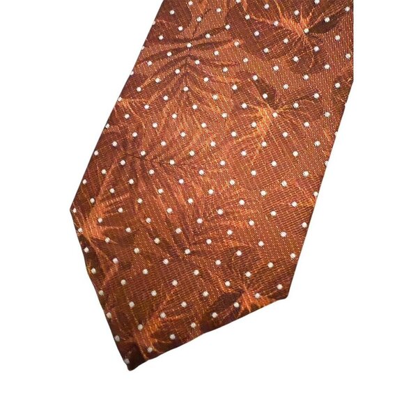 Savile Row Co Mens Cognac Floral Shaw Dot Classic Tie Workwear New - Picture 2 of 6